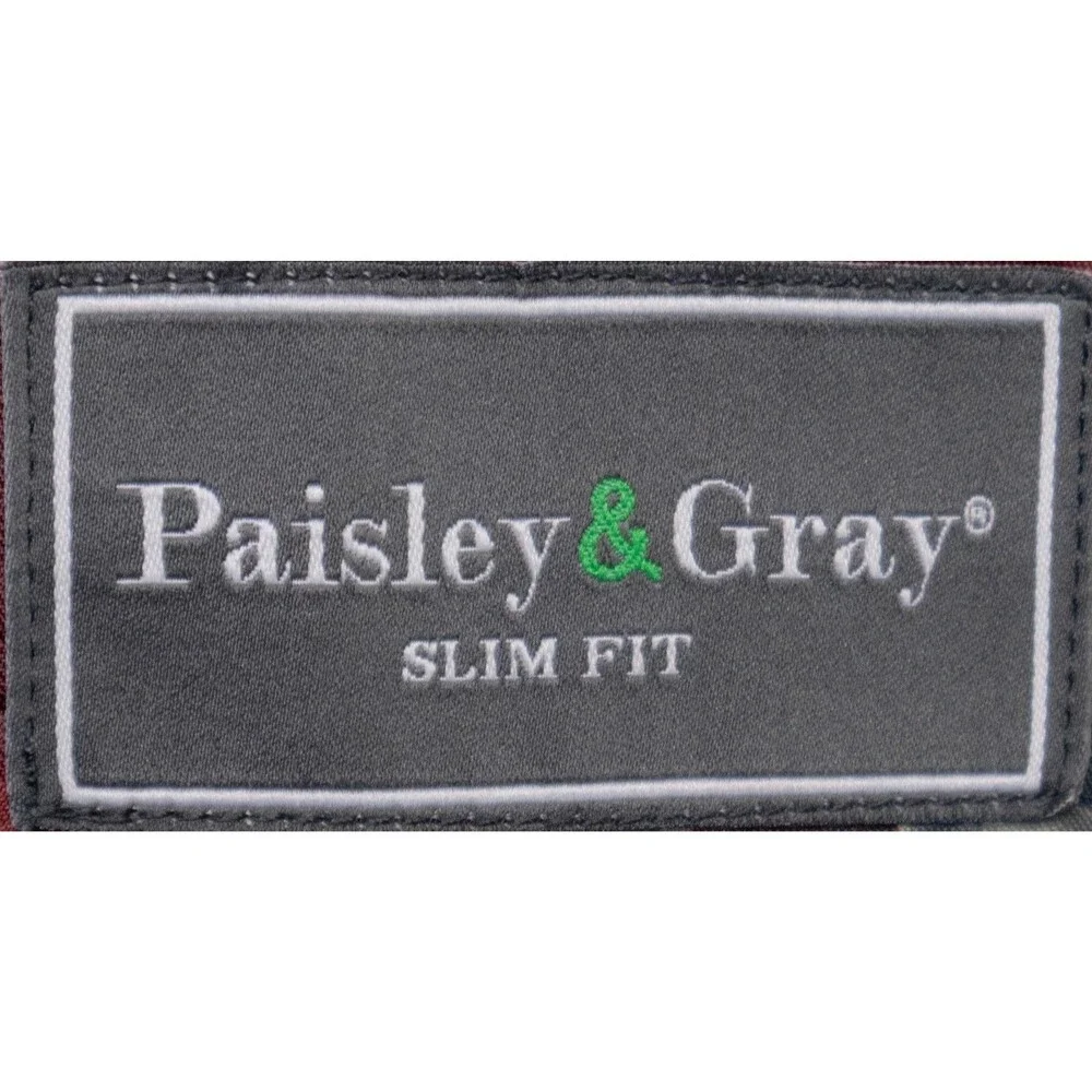Paisley & Gray Slim Fit Blazer Sport Coat Sz 38R Two Button Plaid Gray Jacket